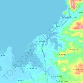 Carte topographique Buenavista, altitude, relief
