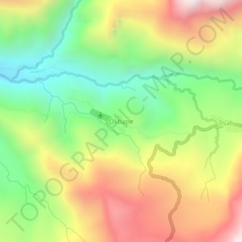 Carte topographique Okbape, altitude, relief