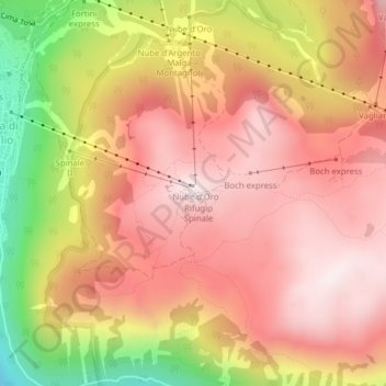 Carte topographique Monte Spinale, altitude, relief