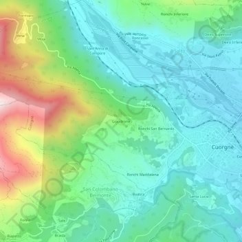 Carte topographique Giaudrone, altitude, relief