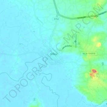 Carte topographique Tha Mai, altitude, relief