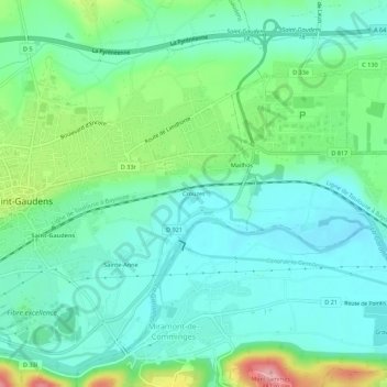 Carte topographique Crouzet, altitude, relief