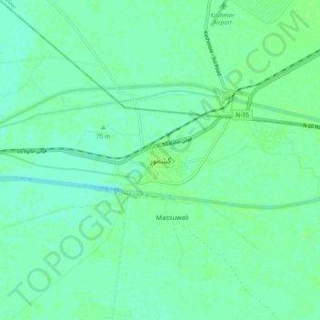 Carte topographique Kashmore, altitude, relief