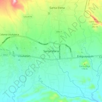 Carte topographique Santa María, altitude, relief
