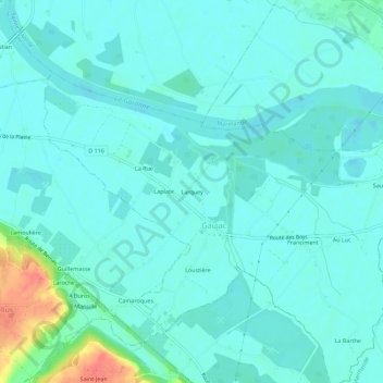 Carte topographique Larquey, altitude, relief