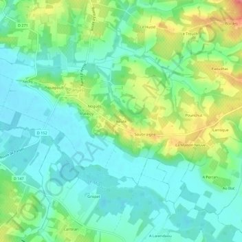 Carte topographique Route, altitude, relief