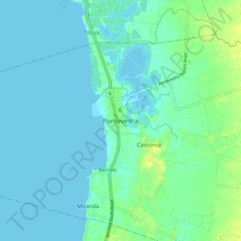 Carte topographique Pontevedra, altitude, relief