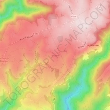 Carte topographique Les Horts, altitude, relief