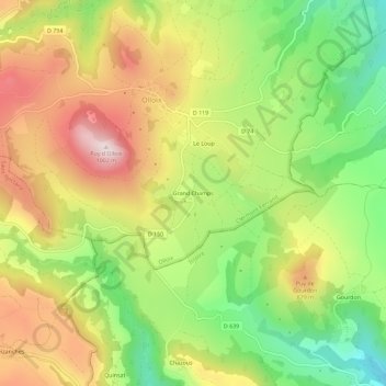 Carte topographique Grand Champs, altitude, relief