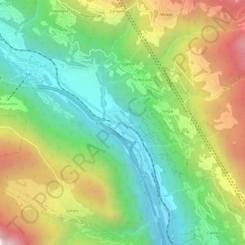 Carte topographique Chiggiogna, altitude, relief