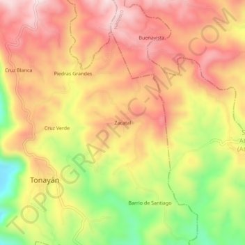 Carte topographique Zacatal, altitude, relief