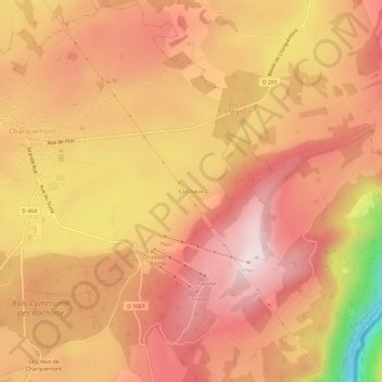 Carte topographique La Chaux, altitude, relief