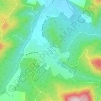 Carte topographique Marysville, altitude, relief