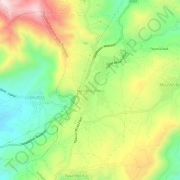 Carte topographique Agia Varvara, altitude, relief