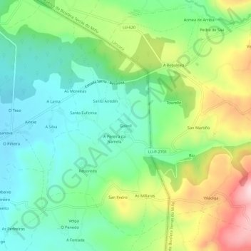 Carte topographique Goimil, altitude, relief