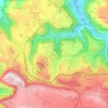 Carte topographique Fijaguet, altitude, relief