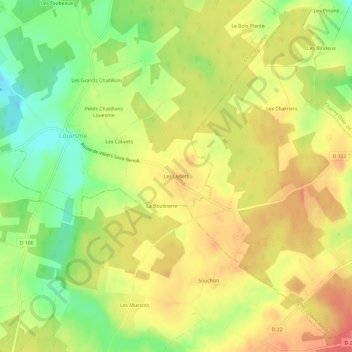 Carte topographique Les Ledets, altitude, relief