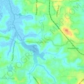 Carte topographique Vallakkunnu, altitude, relief