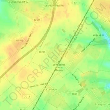 Carte topographique Saint-Aubin, altitude, relief