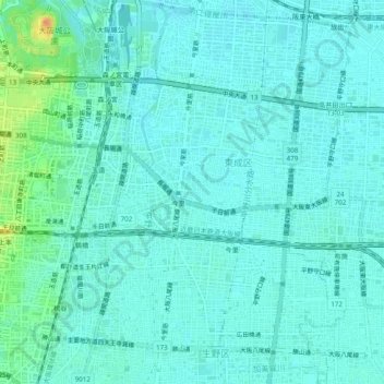 Carte topographique Oimazato 3-chome, altitude, relief