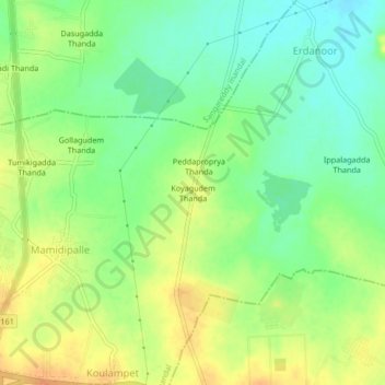 Carte topographique Koyagudem Thanda, altitude, relief