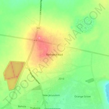 Carte topographique Riebeeckstad, altitude, relief