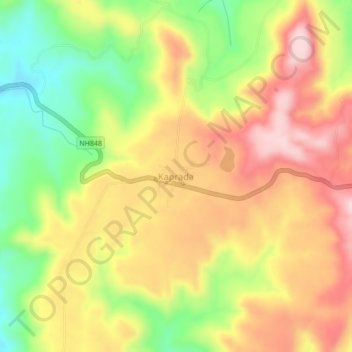 Carte topographique Kaprada, altitude, relief