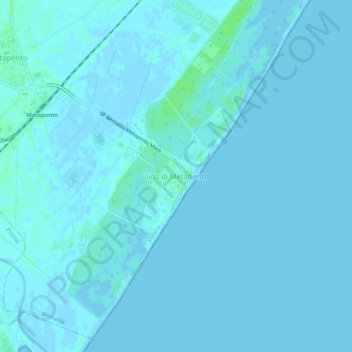 Carte topographique Lido di Metaponto, altitude, relief