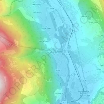 Carte topographique Saint-Thomas, altitude, relief