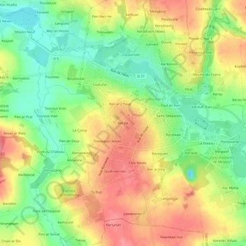 Carte topographique Bel Air, altitude, relief
