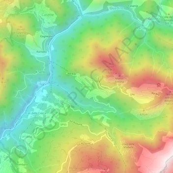 Carte topographique Antona, altitude, relief