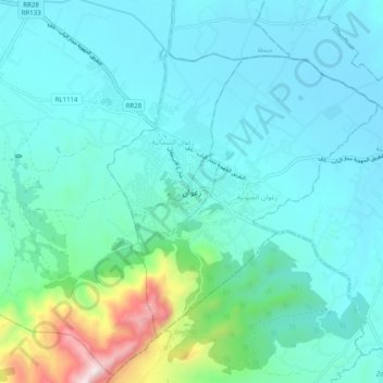 Carte topographique Zaghouan, altitude, relief