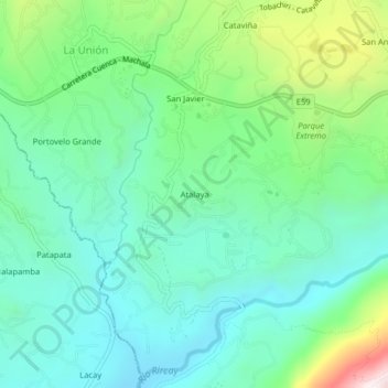 Carte topographique Atalaya, altitude, relief