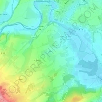 Carte topographique Ridoire, altitude, relief