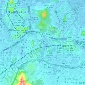 Carte topographique Pak Fa Tsuen, altitude, relief