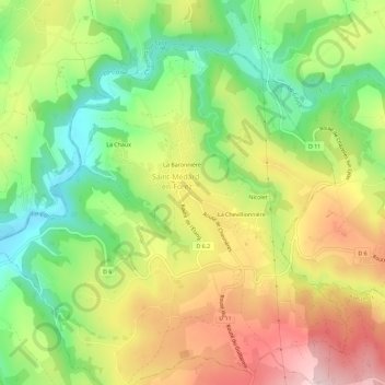 Carte topographique La Proute, altitude, relief