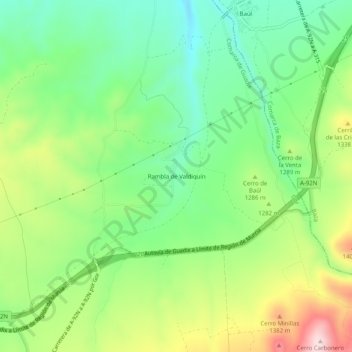 Carte topographique Rambla de Valdiquín, altitude, relief