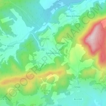 Carte topographique Palacio de Hornes, altitude, relief