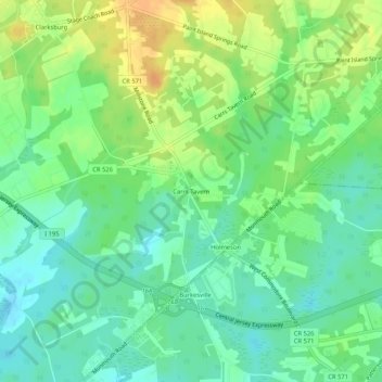 Carte topographique Carrs Tavern, altitude, relief