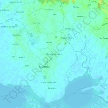 Carte topographique Murtosa Albergaria, altitude, relief