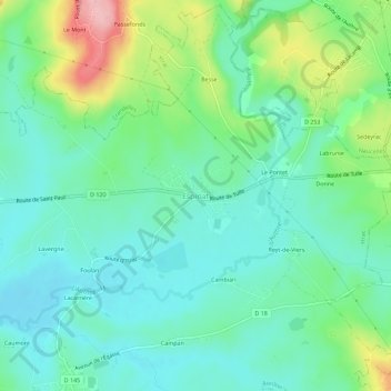 Carte topographique Espinat, altitude, relief