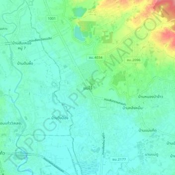 Carte topographique Maejo, altitude, relief