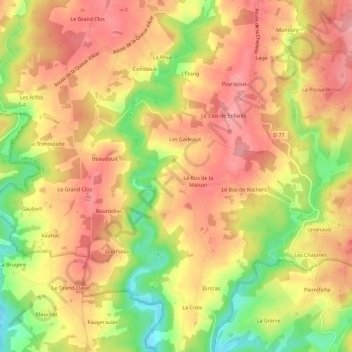 Carte topographique Les Pouyouleix, altitude, relief