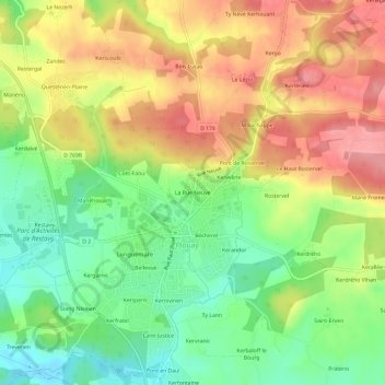 Carte topographique La Rue Neuve, altitude, relief