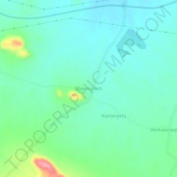 Carte topographique Bheemaram, altitude, relief