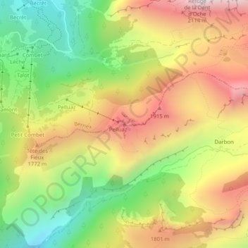 Carte topographique Pointe de Pelluaz, altitude, relief