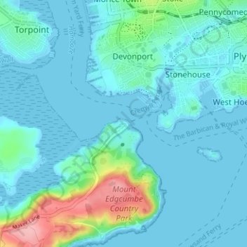 Carte topographique Cremyll, altitude, relief