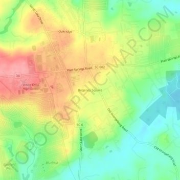 Carte topographique Regency Square, altitude, relief