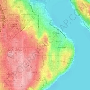 Carte topographique Kenilworth, altitude, relief
