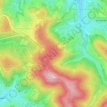 Carte topographique Meisberg, altitude, relief